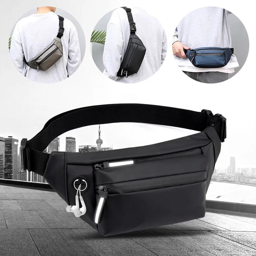 Large Capacity Sports Fanny Pack Waist Chest Bag for Jogging Cycling Hiking - Black - 4