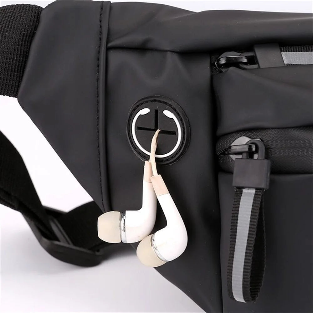 Large Capacity Sports Fanny Pack Waist Chest Bag for Jogging Cycling Hiking - Black - 5