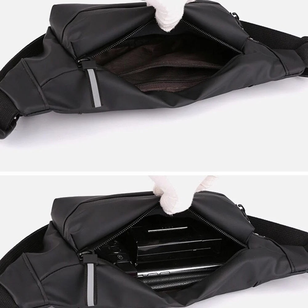 Large Capacity Sports Fanny Pack Waist Chest Bag for Jogging Cycling Hiking - Black - 7