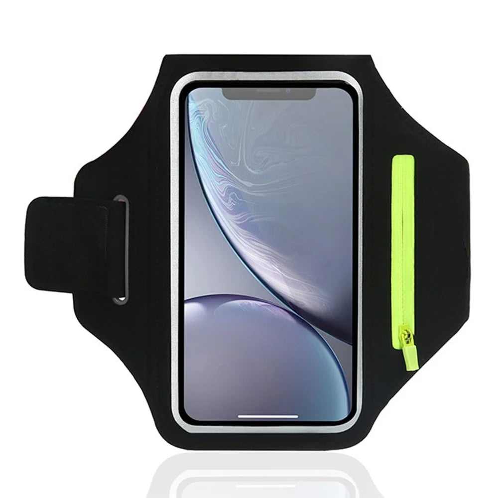 Universal for 6.7-inch Phones and Below Sports Armband Phone Case Mobile Phone Arm Bag for Running Cycling - Black - 1