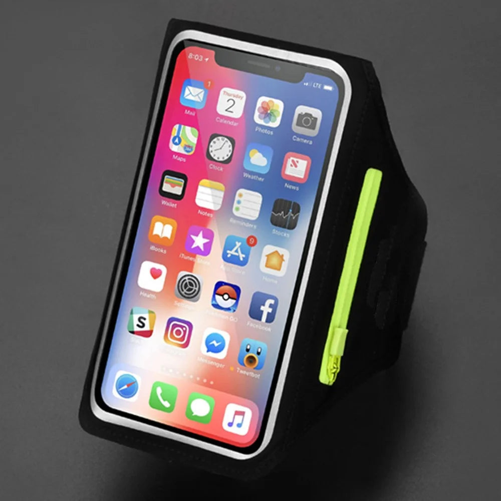 Universal for 6.7-inch Phones and Below Sports Armband Phone Case Mobile Phone Arm Bag for Running Cycling - Black - 7