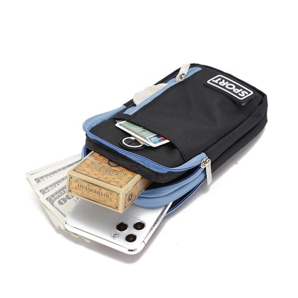 Color-matching Crossbody Cell Phone Purse Wallet Waist Bag (Suitable for Smartphone under 6.5-inch) - Black/Black - 5