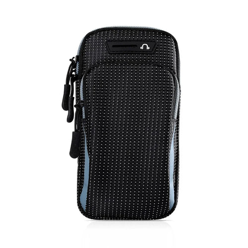Color Splicing Outdoor Sports Running Adjustable Armband Phone Storage Bag for 6.5-inch Mobile Phones - Black/Sky Blue - 1
