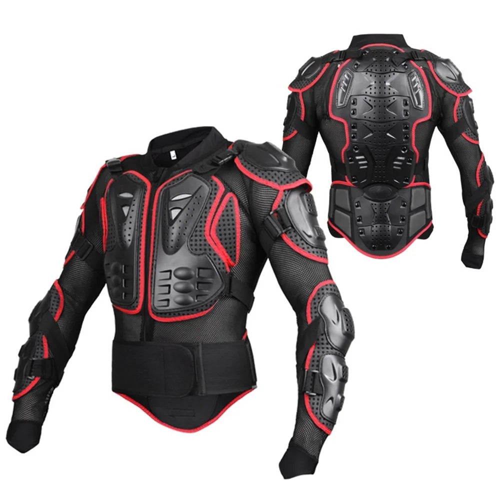 SULAITE GT201 Motorcycle Full Body Armor Jacket Chest Back Protection Clothing Sports Protective Gear - Black / Red / S - 1