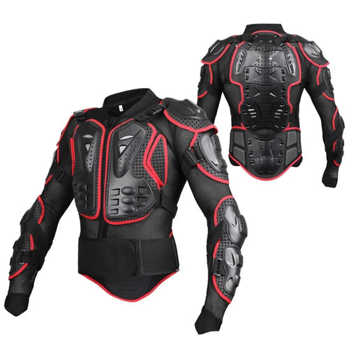 SULAITE GT201 Motorcycle Full Body Armor Jacket Chest Back Protection Clothing Sports Protective Gear - Black / Red / S - 1
