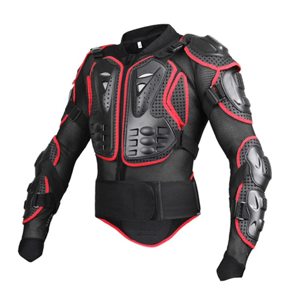SULAITE GT201 Motorcycle Full Body Armor Jacket Chest Back Protection Clothing Sports Protective Gear - Black / Red / S - 2
