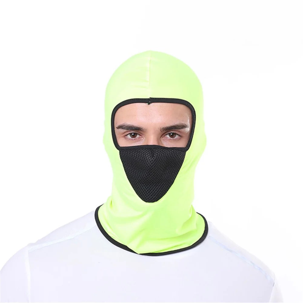 Summer Ice Silk Balaclava Face Cover Breathable Mesh Sun Protection Neck Gaiter Scarf for Outdoor Activities - Fluorescent Green - 2