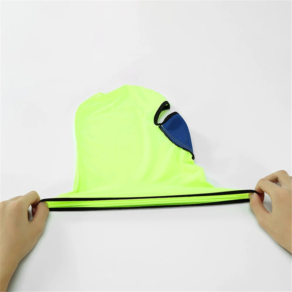 Summer Ice Silk Balaclava Face Cover Breathable Mesh Sun Protection Neck Gaiter Scarf for Outdoor Activities - Fluorescent Green - 3