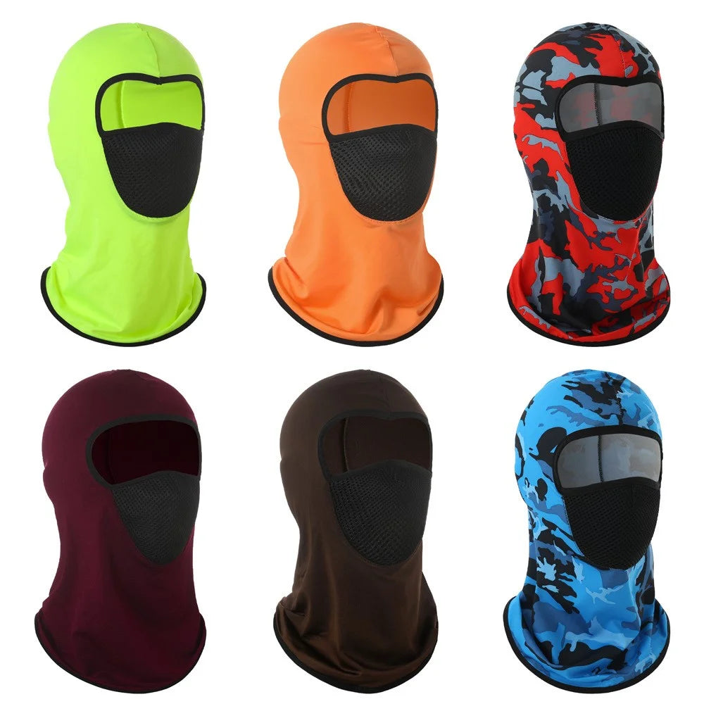 Summer Ice Silk Balaclava Face Cover Breathable Mesh Sun Protection Neck Gaiter Scarf for Outdoor Activities - Fluorescent Green - 6