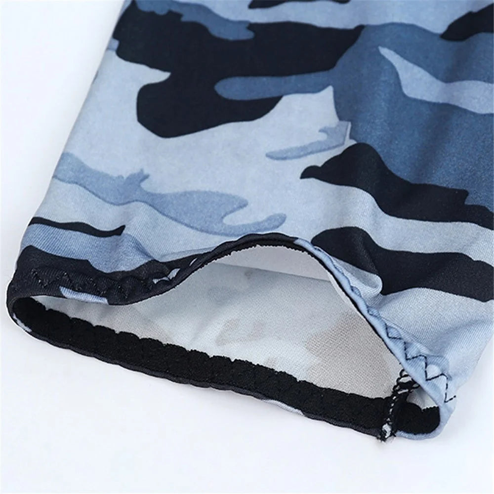 UV Protection Cooling Sleeves Half Finger Gloves Arm Sleeves Men Women Sports Sun Sleeves with Thumb Hole for Driving Golfing Fishing Cycling Hiking Doing Sports - Blue Camouflage - 6