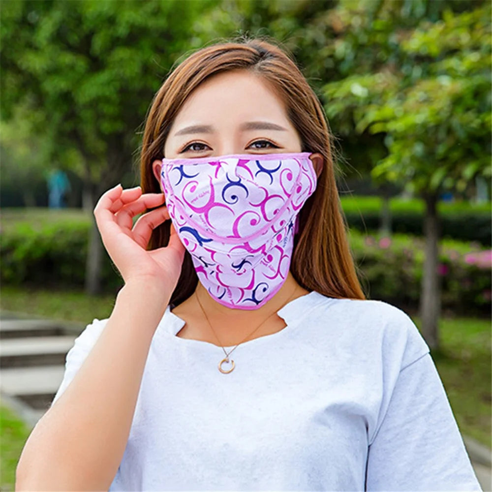 UV Face Shield for Driving Summer Sun Protection Breathable Face Cover - Purple Flower - 3