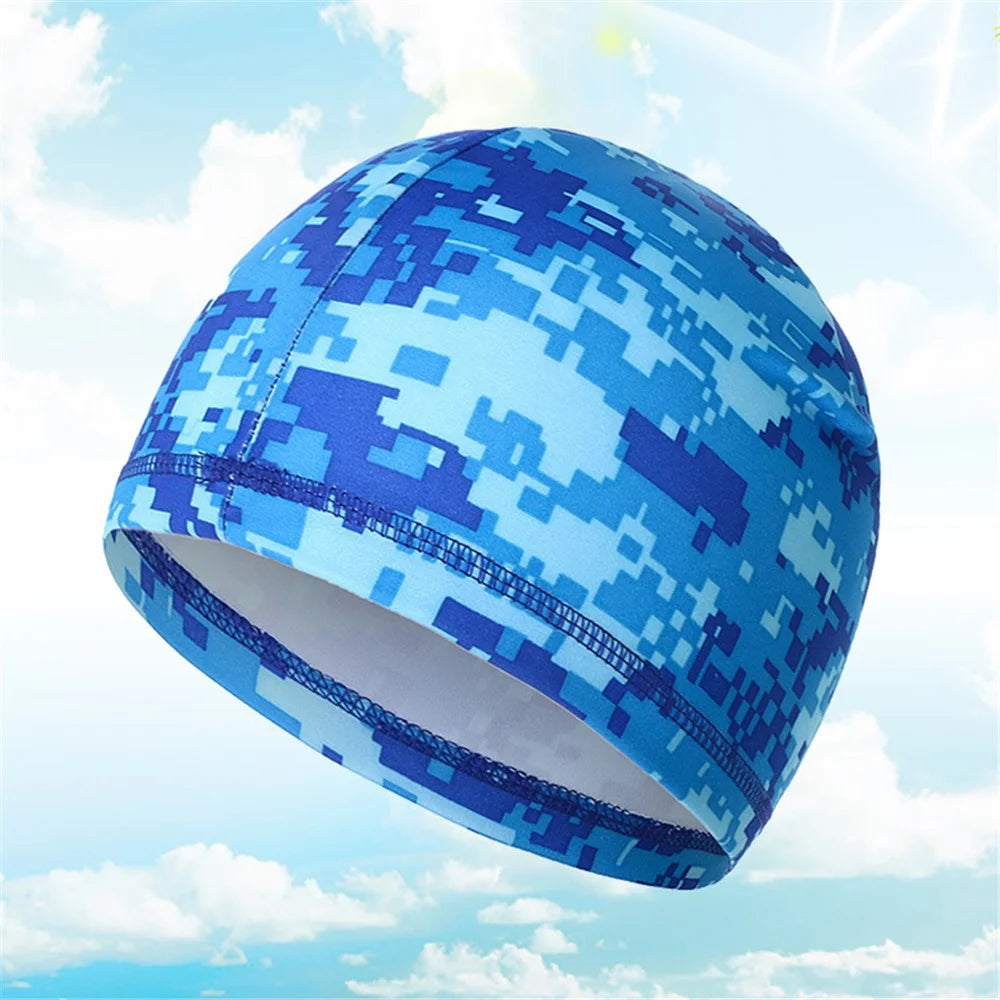 Quick Dry Sunproof Summer Cycling Cap Camouflage Bike Motorcycle Helmet Liner Hat Ice Silk Sport Headwear - Camouflage Blue - 2