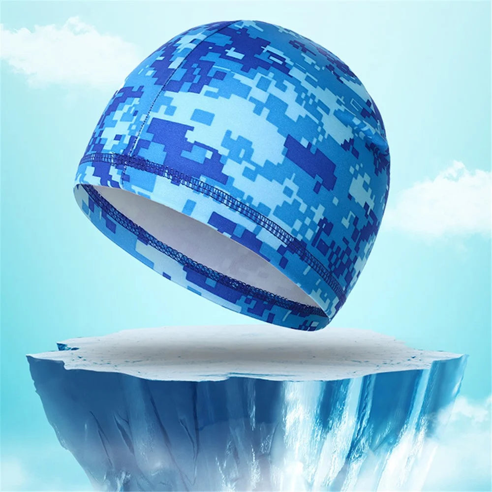 Quick Dry Sunproof Summer Cycling Cap Camouflage Bike Motorcycle Helmet Liner Hat Ice Silk Sport Headwear - Camouflage Blue - 3