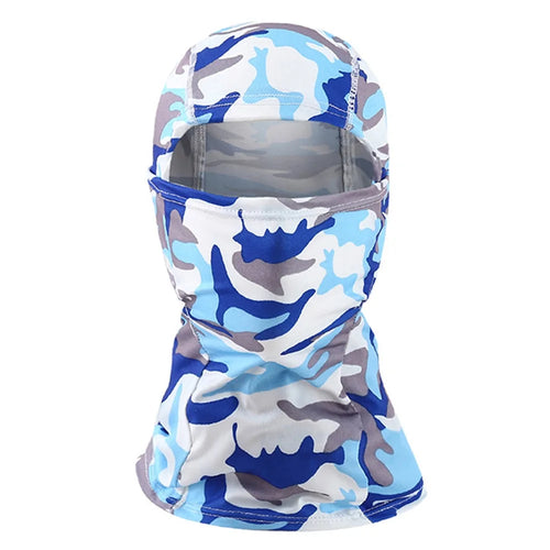Outdoor Quick Dry Ice Silk Balaclava Face Cover Sun Protection Elastic Neck Gaiter Scarf - Camouflage Sky Blue - 1