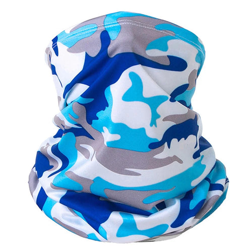 Summer Breathable Outdoor Cycling Half Face Mask Sun Protection Ice Silk Neck Gaiter - Camouflage Sky Blue - 1