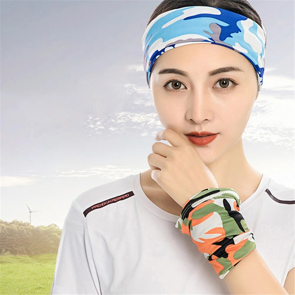 Summer Breathable Outdoor Cycling Half Face Mask Sun Protection Ice Silk Neck Gaiter - Camouflage Sky Blue - 4
