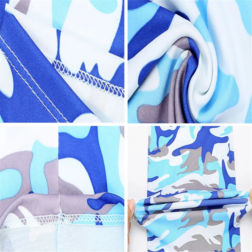 Summer Breathable Outdoor Cycling Half Face Mask Sun Protection Ice Silk Neck Gaiter - Camouflage Sky Blue - 7