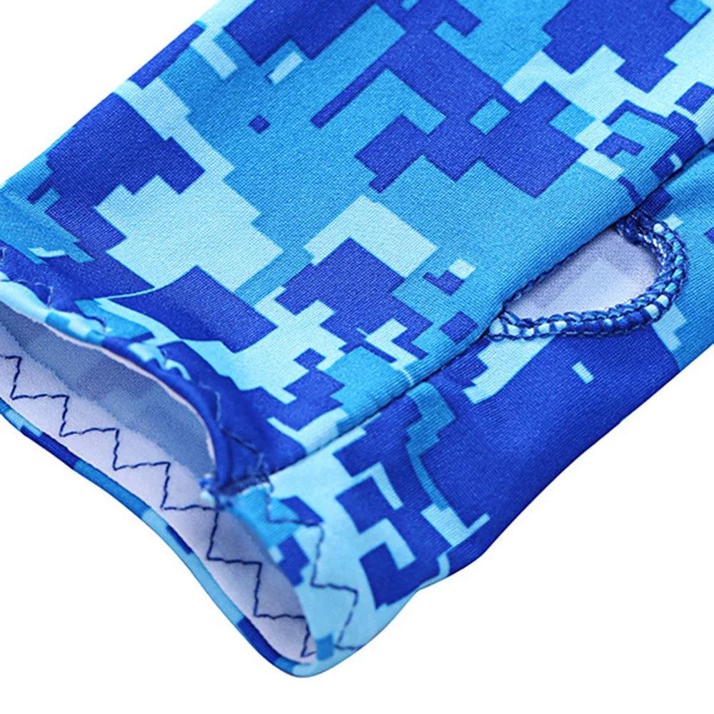 Summer Anti-UV Breathable Ice Silk Sun-proof Cycling Arm Sleeves+Liner Cap+Neck Gaiter Set - Sapphire Blue Grid - 5