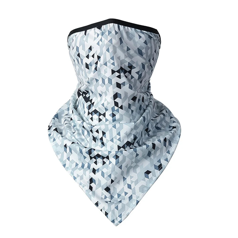 UV Protection Cover Scarf Shield Cycling Outdoor Recreation Neck Gaiter Breathable Neck Cover for Men and Women - Grey White Square - 1