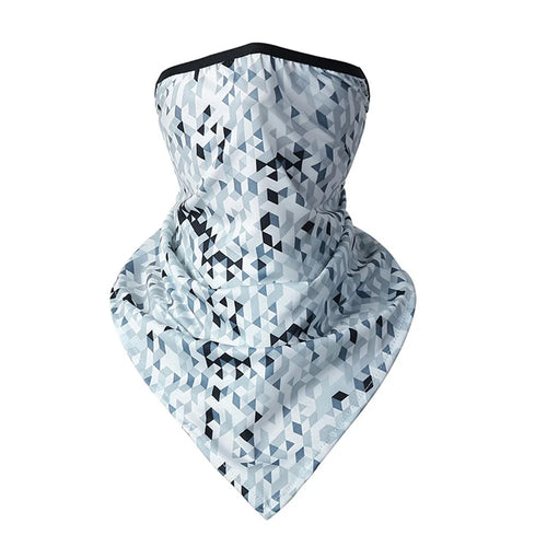 UV Protection Cover Scarf Shield Cycling Outdoor Recreation Neck Gaiter Breathable Neck Cover for Men and Women - Grey White Square - 1