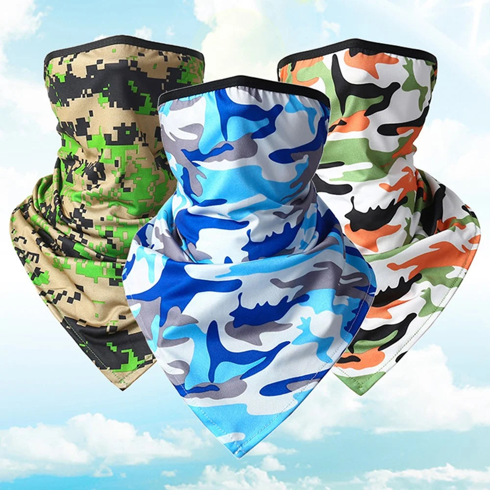 UV Protection Cover Scarf Shield Cycling Outdoor Recreation Neck Gaiter Breathable Neck Cover for Men and Women - Grey White Square - 2