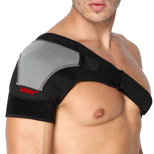 AOLIKES A-1697 Recovery Shoulder Brace Shoulder Stability Support Adjustable Fit Sleeve Wrap Relief for Shoulder Injuries and Tendonitis - Black / Grey - 1