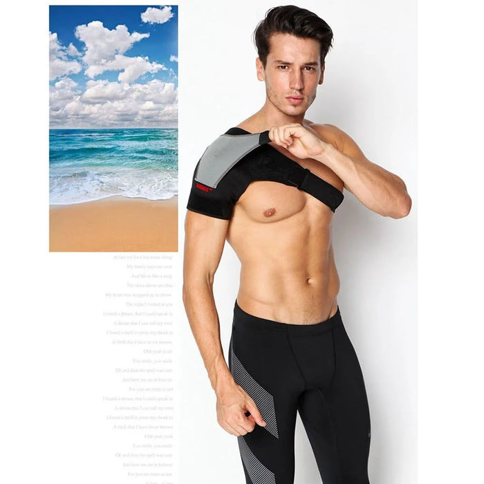 AOLIKES A-1697 Recovery Shoulder Brace Shoulder Stability Support Adjustable Fit Sleeve Wrap Relief for Shoulder Injuries and Tendonitis - Black / Grey - 4