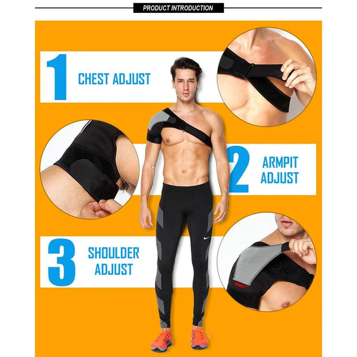 AOLIKES A-1697 Recovery Shoulder Brace Shoulder Stability Support Adjustable Fit Sleeve Wrap Relief for Shoulder Injuries and Tendonitis - Black / Grey - 5