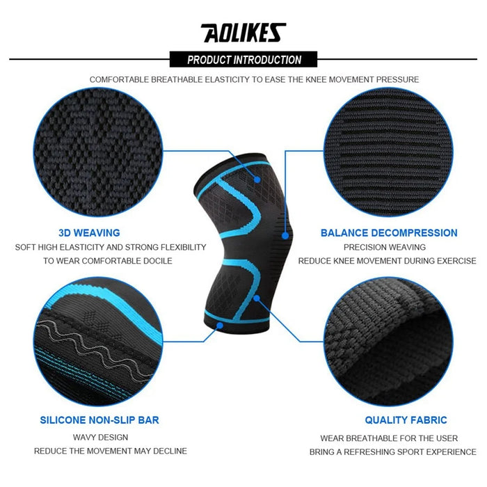 AOLIKES HX-7718 1 Pair Outdoor Sports Protective Knee Brace Support Anti-skid Knee Sleeve - Black/XL - 4