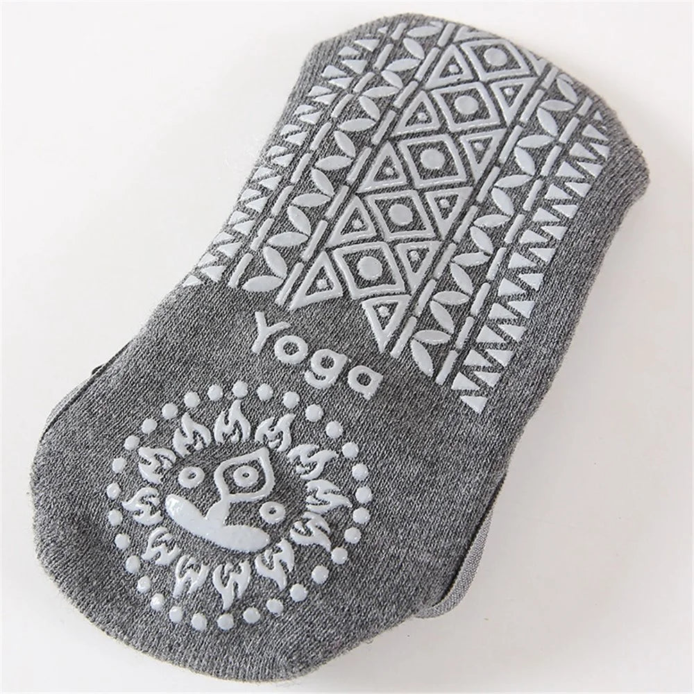 Women Non-slip Yoga Socks Criss Cross Pilates Socks for Ballet Dance Fitness - Grey - 5