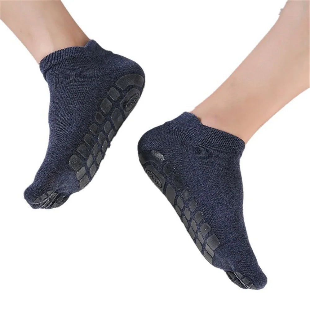 Men Non-slip Yoga Socks Fitness Toe Socks Breathable Low Calf Slipper Floor Socks - Khaki - 5