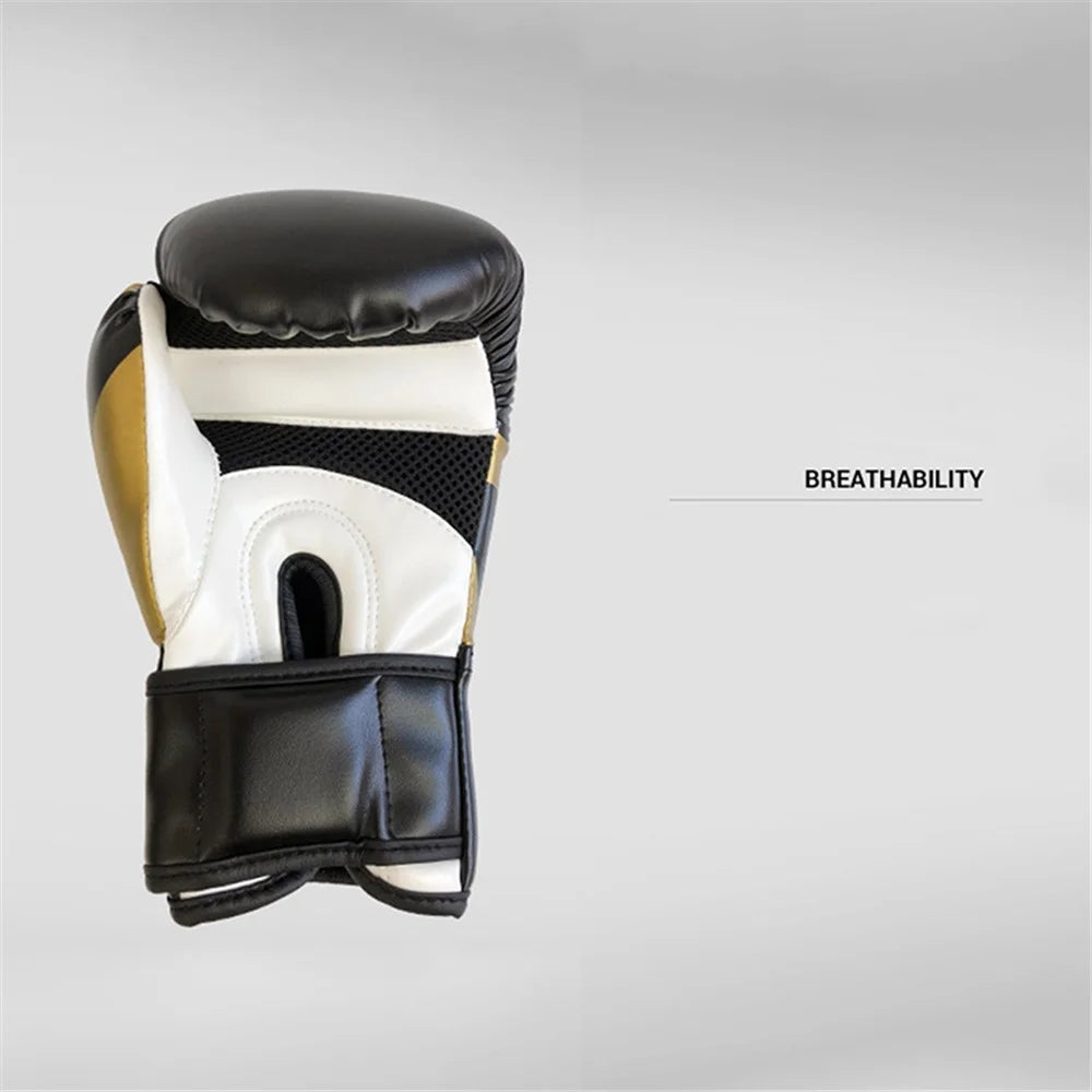 KAILUN NW-036 Leather Kick Boxing Gloves Karate Muay Thai Free Fight Training Gloves, 6oz - Black - 3