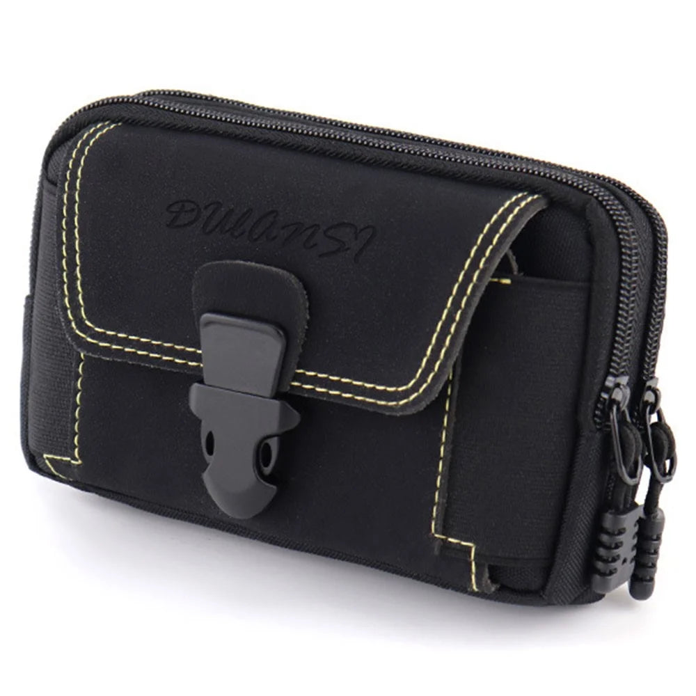 6.5-inch Horizontal Three Layer Outdoor Sports Tactical Mobile Phone Waist Pouch Belt Hanging Bag - Black - 1