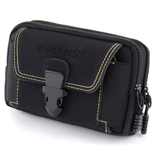 6.5-inch Horizontal Three Layer Outdoor Sports Tactical Mobile Phone Waist Pouch Belt Hanging Bag - Black - 1