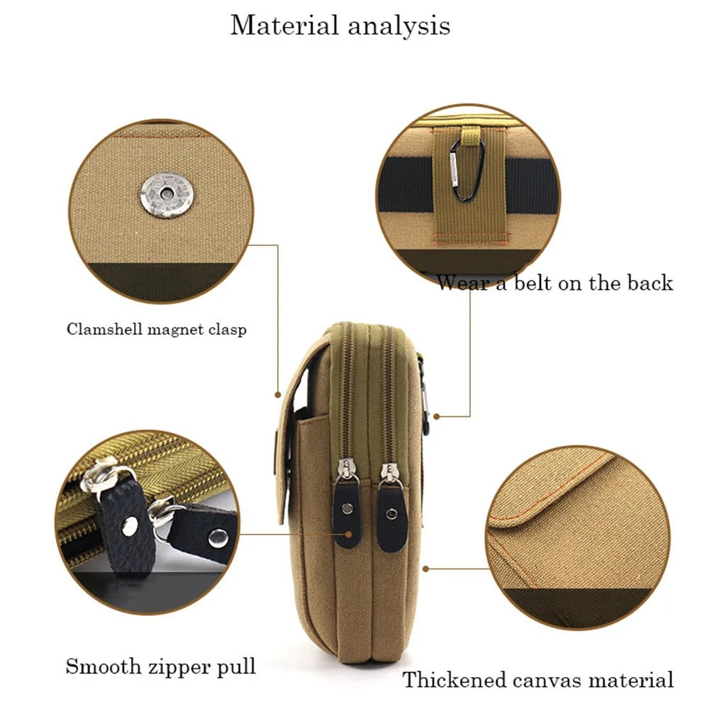 6.5-inch Horizontal Three Layer Outdoor Sports Tactical Mobile Phone Waist Pouch Belt Hanging Bag - Black - 3