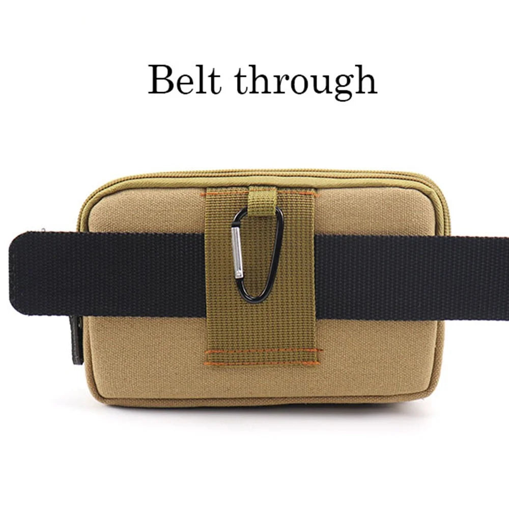 6.5-inch Horizontal Three Layer Outdoor Sports Tactical Mobile Phone Waist Pouch Belt Hanging Bag - Black - 6