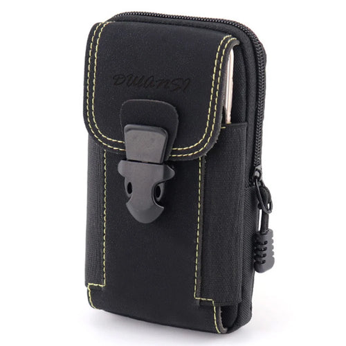 6.5-inch Vertical Multifunction Sports Tactical Mobile Phone Storage Pouch Dual Layer Waist Bag - Black - 1