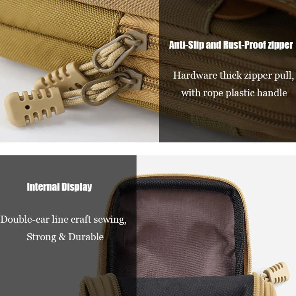 6.5-inch Vertical Multifunction Sports Tactical Mobile Phone Storage Pouch Dual Layer Waist Bag - Black - 3