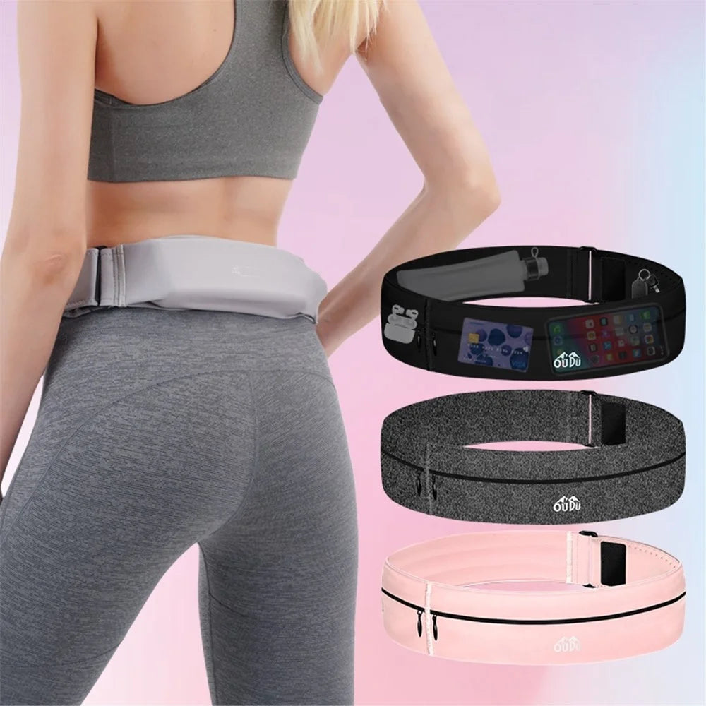 Elastic Sport Pouch Belt Fitness Jogging Running Waist Pack Bag 7.2'' Cell Phone Holder, Size: S - Light Grey - 6