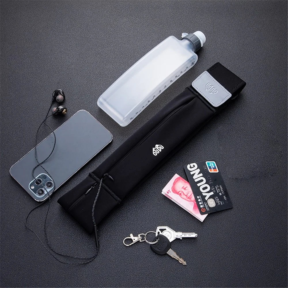 Sport Running Waist Bag Portable Outdoor Phone Holder Belt Bag (without Water Bottle), Size L - Light Grey - 5