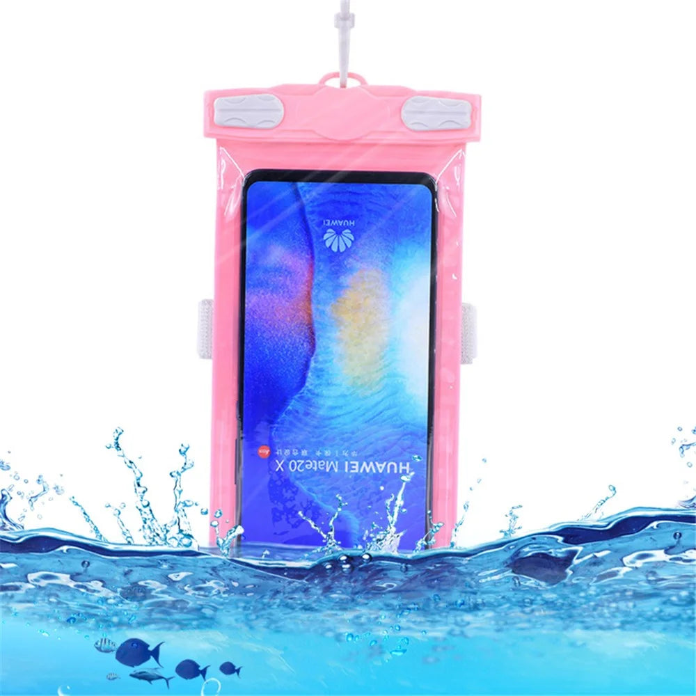 Waterproof Bag for Under 7.2-inches Cell Phone Universal Beach Pool Swimming Phone Pouch with Strap - Pink - 1