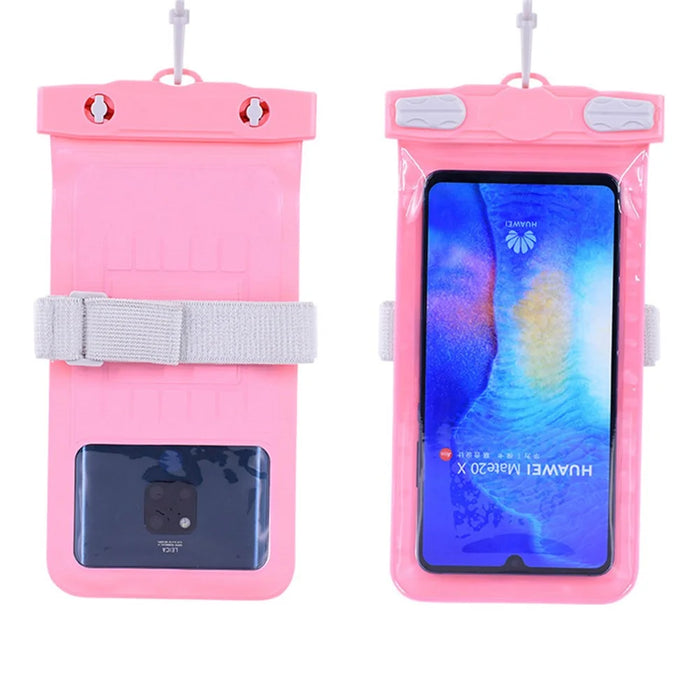 Waterproof Bag for Under 7.2-inches Cell Phone Universal Beach Pool Swimming Phone Pouch with Strap - Pink - 2