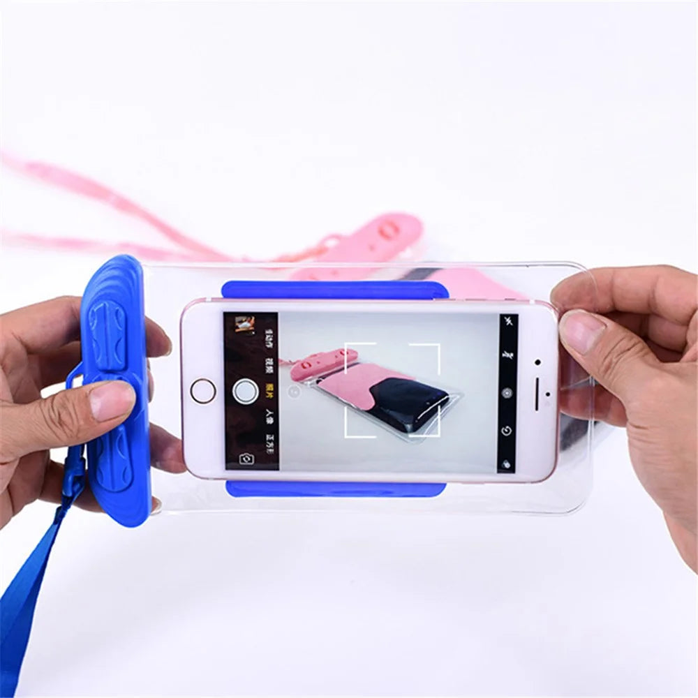 T-35C Universal Waterproof Bag for 5.2-6.4 inches Cell Phone Beach Pool Dry Bag Pouch with Lanyard for Swimming - Blue - 5