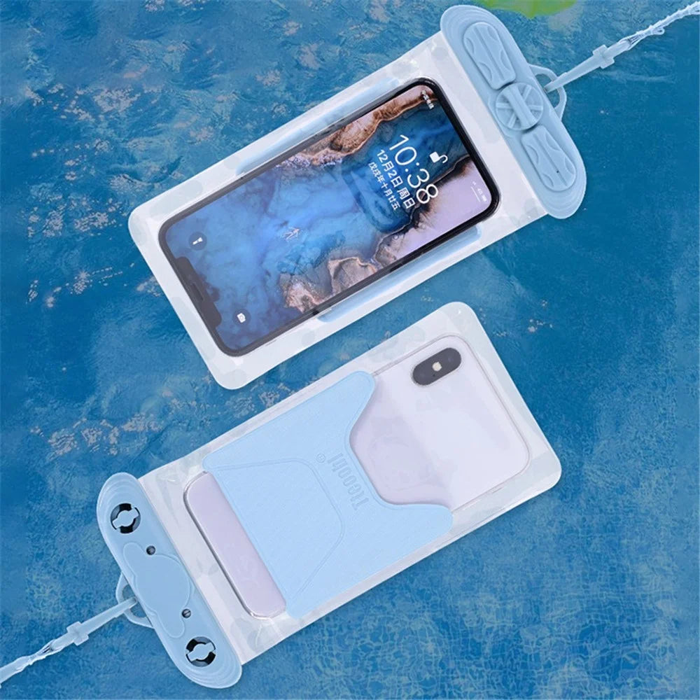 T-35C Universal Waterproof Bag for 5.2-6.4 inches Cell Phone Beach Pool Dry Bag Pouch with Lanyard for Swimming - Blue - 6