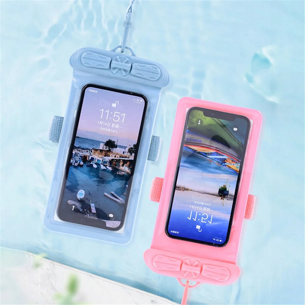 T-35N 5.2-6.44 Inches Cell Phone Bag Waterproof Universal Beach Pool Swimming Phone Pouch with Strap, Size L - Pink - 5