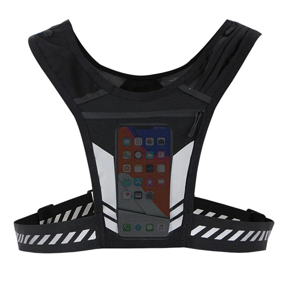 2205 Running Jacket with Phone Pouch for Men Women Adjustable Waistband Reflective Vest Holds 1000ml Water Bottle - 1