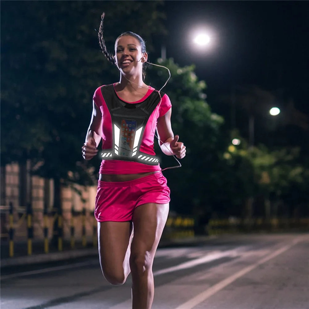 2205 Running Jacket with Phone Pouch for Men Women Adjustable Waistband Reflective Vest Holds 1000ml Water Bottle - 3