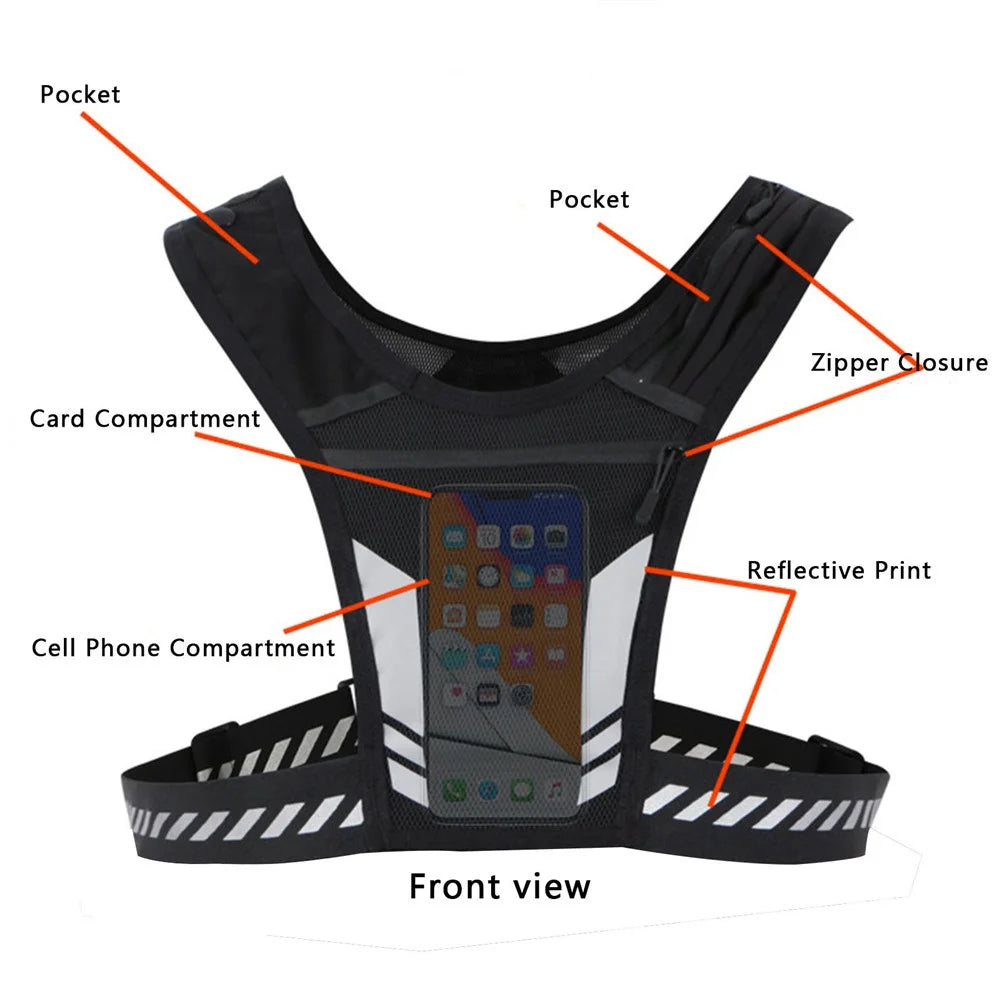 2205 Running Jacket with Phone Pouch for Men Women Adjustable Waistband Reflective Vest Holds 1000ml Water Bottle - 5