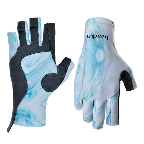 BOODUN P111439 One Pair Elastic Lycra Fishing Gloves Outdoor Sports Anti-UV Cycling Camping Hiking Half-Finger Gloves - Green / M - 1