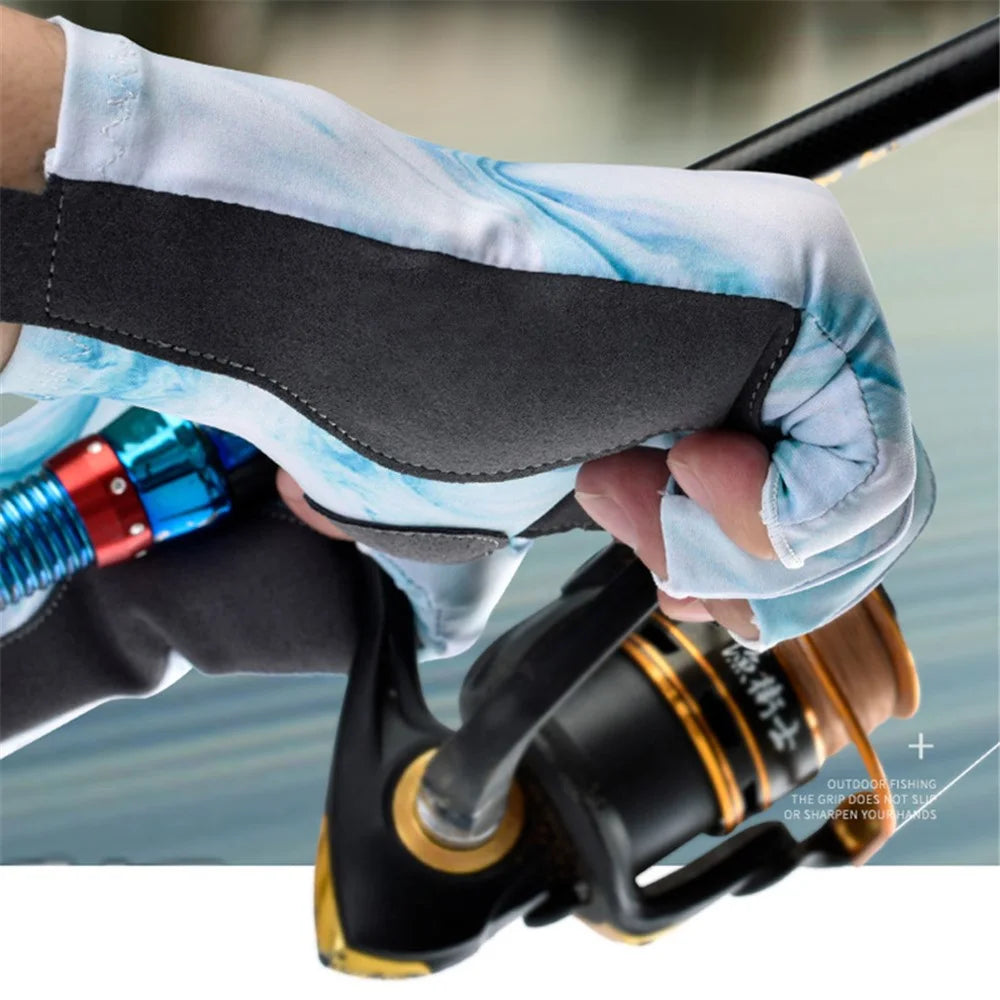 BOODUN P111439 One Pair Elastic Lycra Fishing Gloves Outdoor Sports Anti-UV Cycling Camping Hiking Half-Finger Gloves - Green / M - 4